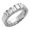 Extendable Ring Band Emerald Cut Diamonds White  Gold