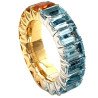 Eternity Ring Expandable Aquamarine and Citrine Emerald Cut white and Yellow Gold