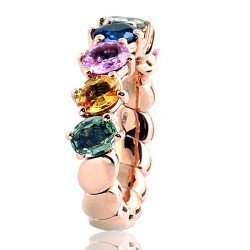 Anello Espandibile Zaffiri Multicolor Taglio Ovale Oro Gillo Zaffiri Tonalità Arcobaleno 1X673G852-2 1X673G852