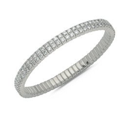 Tennis Expandable Bracelet Double Diamonds Row White Gold 5B318W﻿ 5E253W