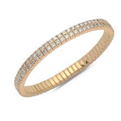 Tennis Expandable Bracelet Double Diamonds Row Yellow Gold 5E253G  5B318G