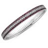 Expandable Tennis Bracelet Three Rows One Diamonds  Two Rubies  White Gold