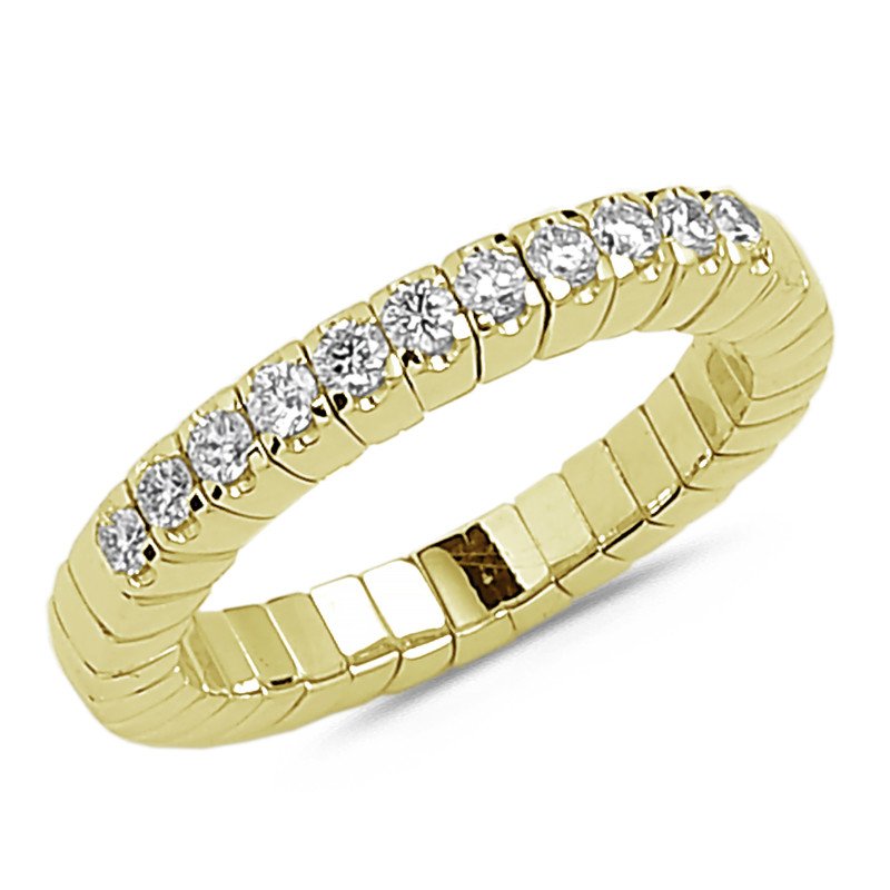 Expandable Ring with Diamonds Half  Band Yellow Gold