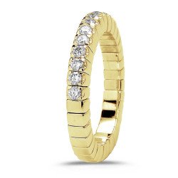 Expandable Ring with Diamonds Half  Band Yellow Gold