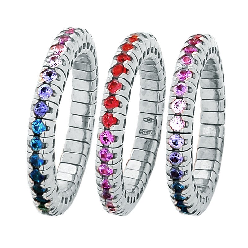 Rainbow Sapphires Expandable Eternity  White Gold Rainbow Sapphires Expandable Eternity  Yellow  Gold 1W896W