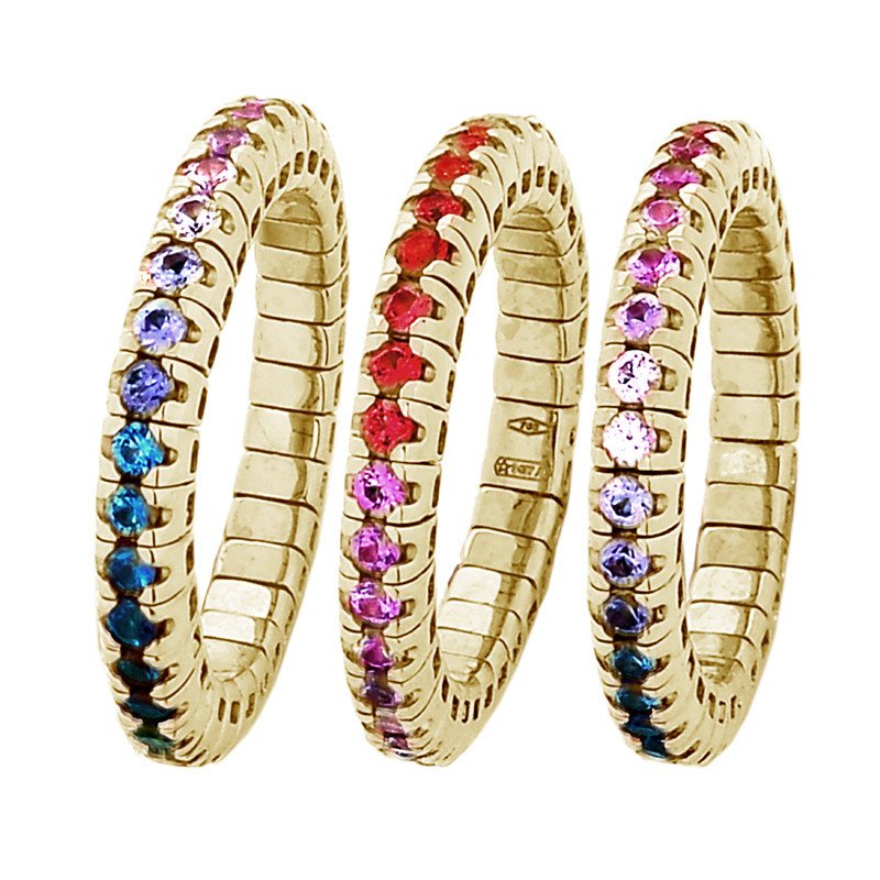 Rainbow Sapphires Expandable Eternity  Yellow  Gold 1W896G