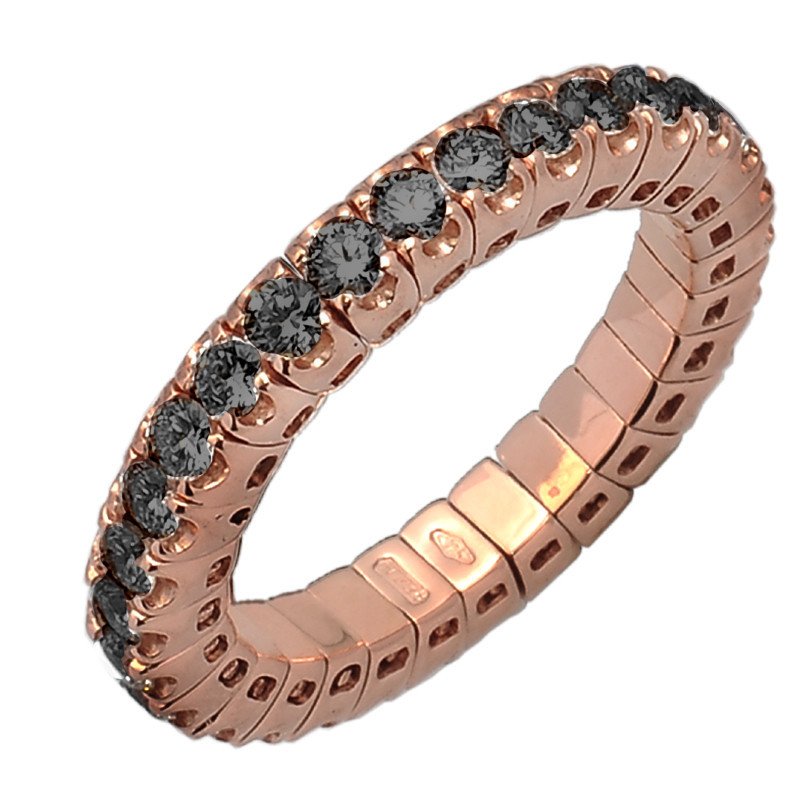 Eternity Expandable  Black Diamond Ring Rose Gold