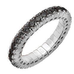 Eternity Expandable  Black Diamond Ring White Gold