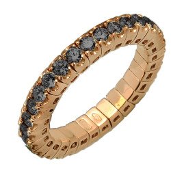 Eternity Expandable  Black Diamond Ring Yellow Gold