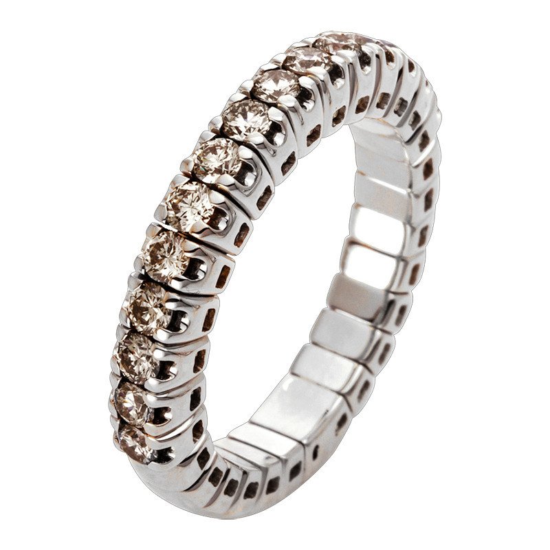 Expandable Ring Champagne Diamonds Half Band White Gold 1O163W