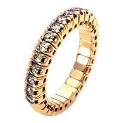 Expandable Ring Champagne Diamonds Half Band Yellow Gold 1O163G