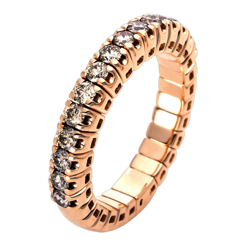 Expandable Ring Champagne Diamonds Half Band Rose Gold 1O163R
