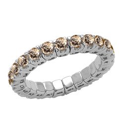 Anello Fedina Eternity Espandibile Brillanti Champagne Oro Bianco