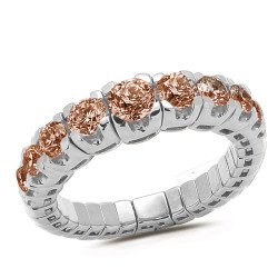 Expandable Champagne Degradè Diamonds Ring White Gold