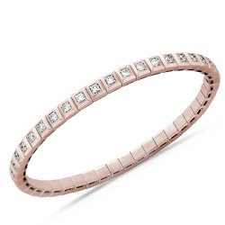 Bracciale Tennis Espandibile Brillanti Elementi Quadrati Oro Rosa