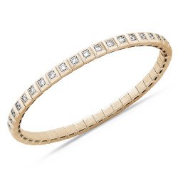 Bracciale Tennis Espandibile Brillanti Elementi Quadrati Oro Giallo