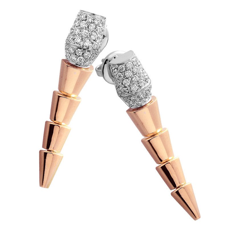 Serpenti Diamond Dangling Earrings Rose Gold