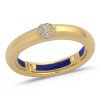 Autosize Wedding Band Yellow Gold and Diamonds Navy Blue Enamel