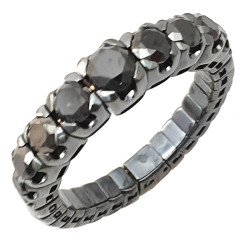 Expandable Black Degradè Diamonds Ring White Gold Side view 1N547W