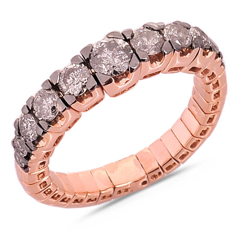 Expandable Grey Degradè Diamonds Ring Pink Gold