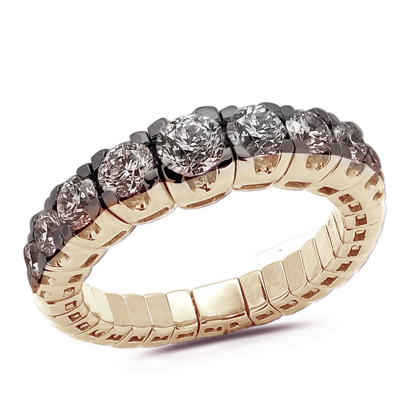 Expandable Grey Degradè Diamonds Ring Yellow Gold