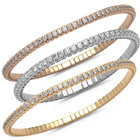 Bracciale Tennis Espandibile Brillanti Cinque Carati Disponibile nei tre colori oro 5A914W