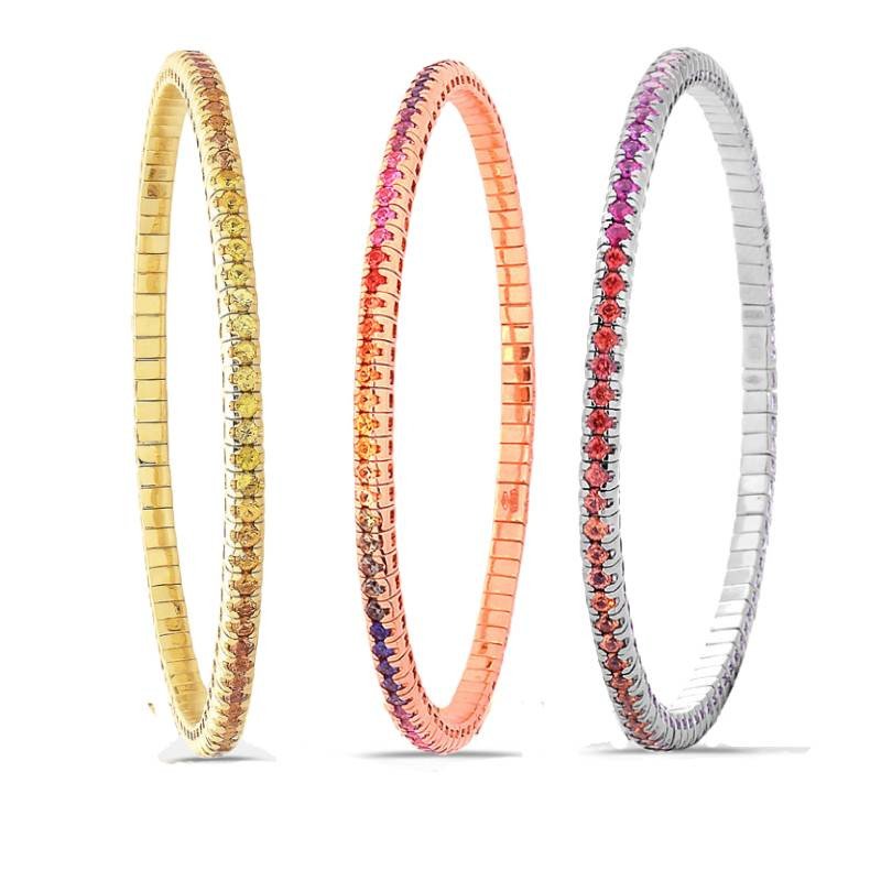 Bracciale Tennis Espandibile Arcobaleno Oro Rosa , Bianco, Giallo 5D280G 5D280W 5D279R 5D279R 5D279G 5D278R 5D278R 5D278G