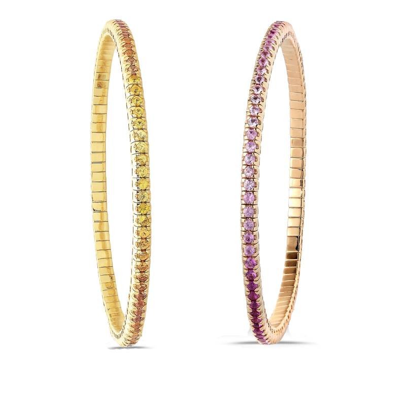 Gradient Sapphires Expandable Tennis Bracelet, Yellow Gold