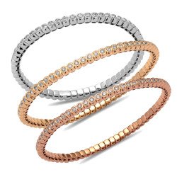 Bracciale Tennis Brillanti Estensibile Castoni Oro Bianco, Giallo e Rosa