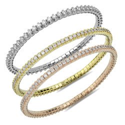 Expandable Tennis Bracelet Diamonds mounted on White, Yellow and Rose Gold