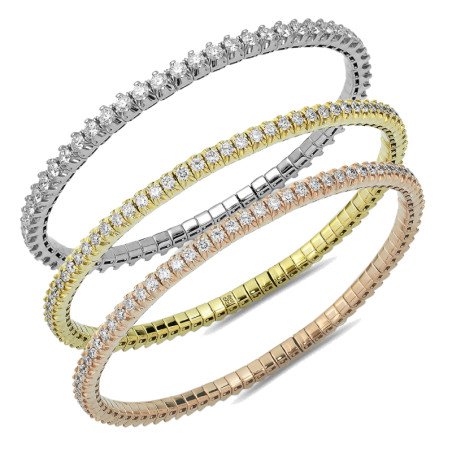 Bracciale Tennis Espandibile Brillanti su Griff Oro Bianco, Giallo e Rosa