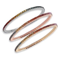 Rainbow Sapphires Tennis Expandable Bracelet Rose Gold
