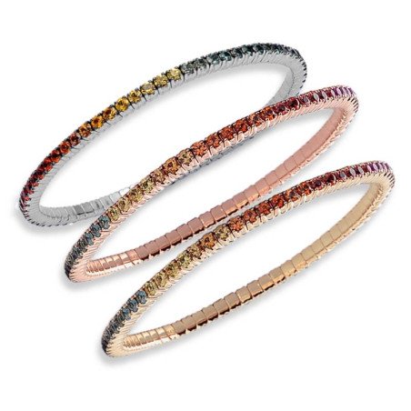 Bracciale Tennis Espandibile Zaffiri Arcobaleno  Oro Rosa