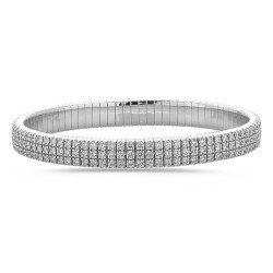 Bracciale Tennis Espandibile Tripla Fila di Brillanti Oro Bianco 5E256W