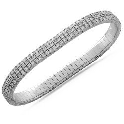 Bracciale Tennis Espandibile Tripla Fila di Brillanti Oro Bianco 5E256W