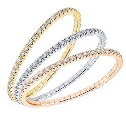 Expandable Diamond Tennis Bracelet  Bezel setting Three Gold Colors 5C376W 5C376WG 5C376WR