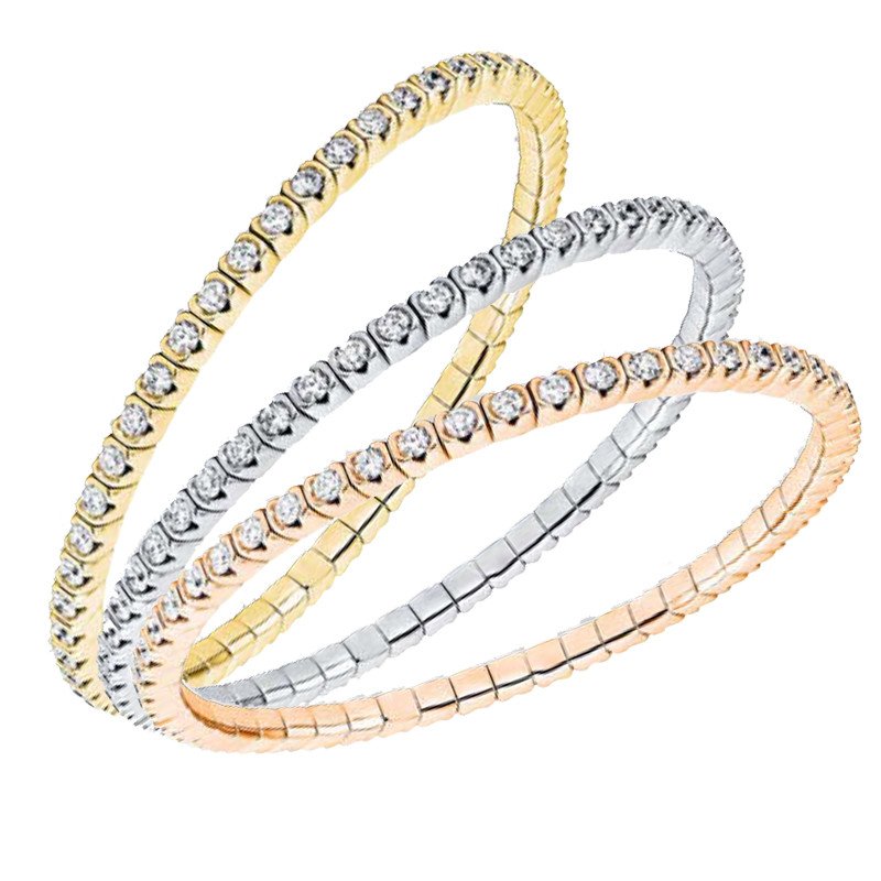 Bracciale Tennis Brillanti Castoni Espandibile  Tre Colori Oro  5C376W 5C376WG 5C376WR