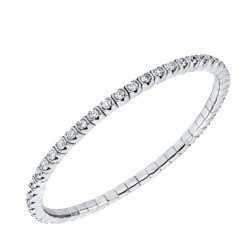 Bracciale Tennis Brillanti Castoni Espandibile Oro Bianco 5C376W