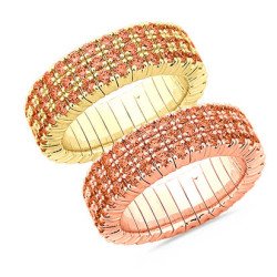 Expandable Rings Three Shining Rows  All around in Yellow or Rose Gold 1N663R
1N663W, 1N663R 1N663G