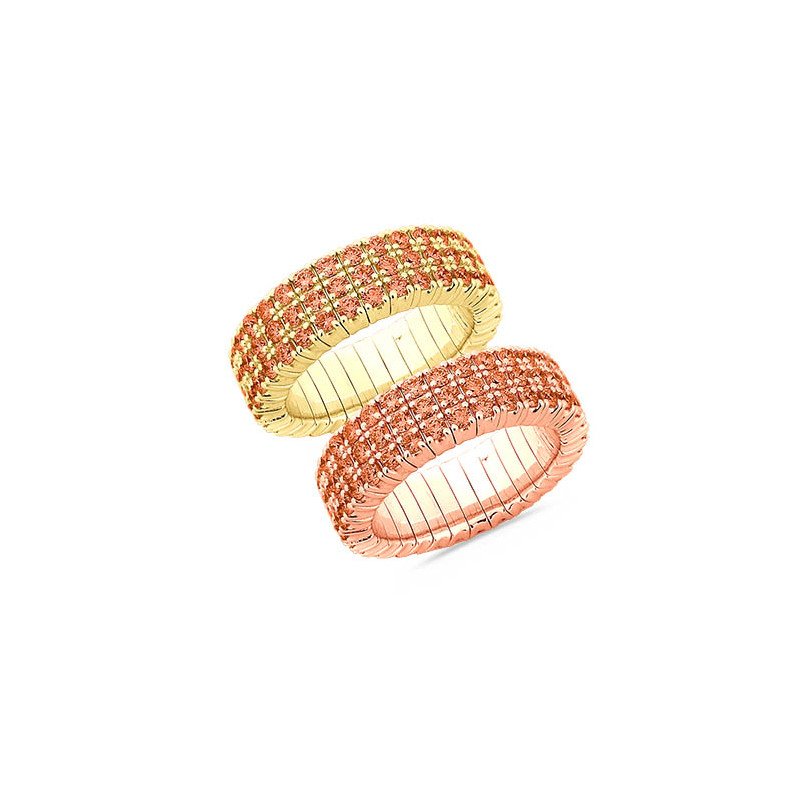 Expandable Rings Three Shining Rows  All around in Yellow or Rose Gold 1N663R
1N663W, 1N663R 1N663G