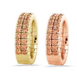 Expandable Double Champagne Diamond Row Ring Half Band Rose Gold 1N622R