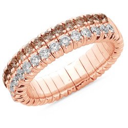 Pink Gold  Double Row Expandable Band Champagne and White Diamonds  Half Band 1N621R 1N621G