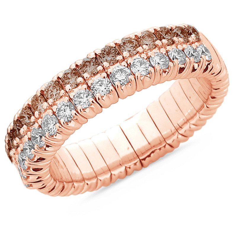 Pink Gold  Double Row Expandable Band Champagne and White Diamonds  Half Band 1N621R 1N621G