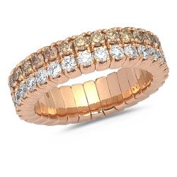 Expandable Eternity Band Double Row Chocolate and White Diamonds Rose Gold  1N719R