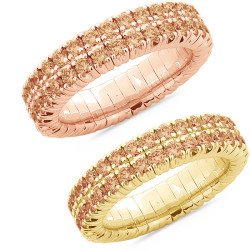 Expandable Rings Three Shining Rows  All around in Yellow or Rose Gold 1N705R  1N705G