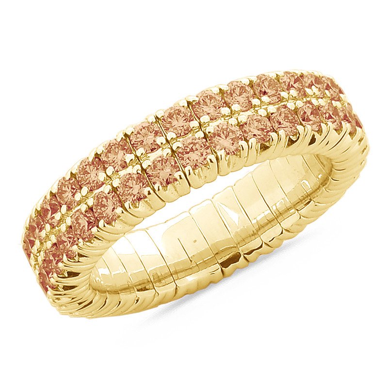 Expandable Rings Three Shining Rows  All around in Yellow Gold   1N705G