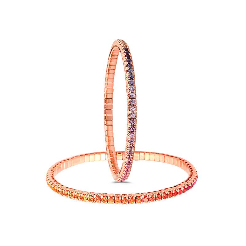 Bracciale Tennis Espandibile Brillanti Zaffiri Arcobaleno Quattro Carati Oro Rosa 5C134R, 5B181R 5D279R 5D280R