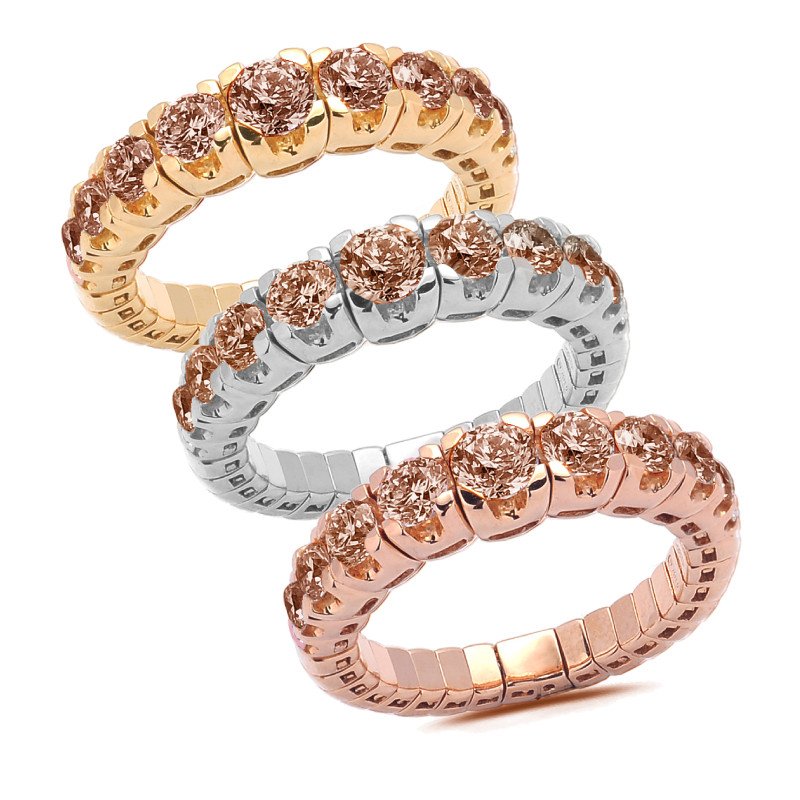 Expandable Champagne Degradè Diamonds Ring