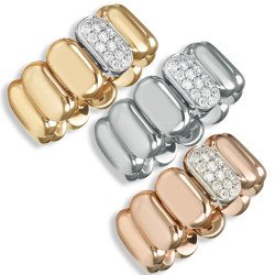 Expamdable Ring Diamonds Pavè Rose, White or Yellow Gold