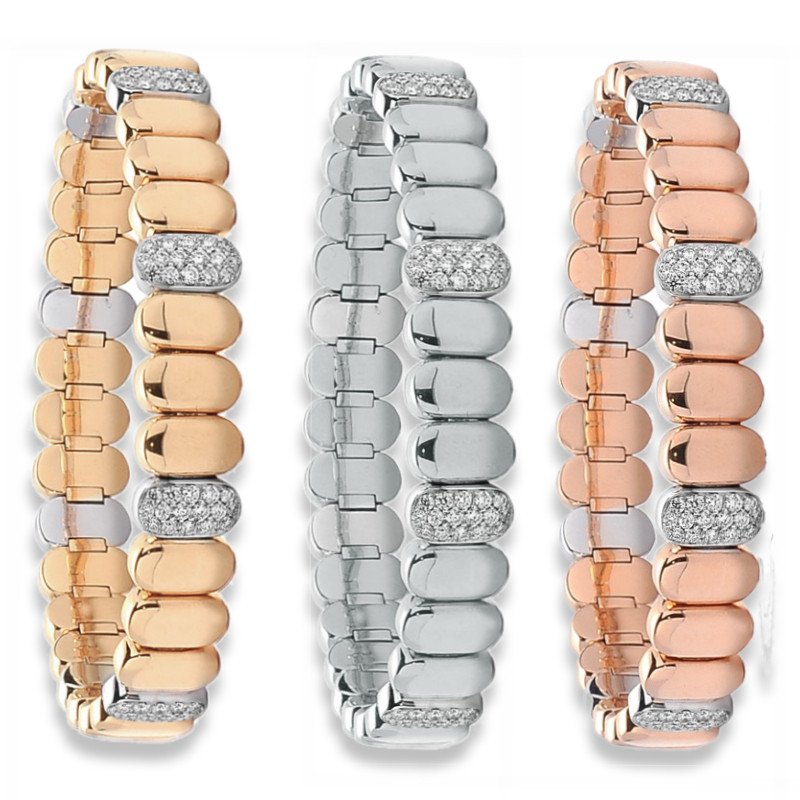 Bracciale Espandibile Pavè Diamanti Oro Rosa, giallo o bianco